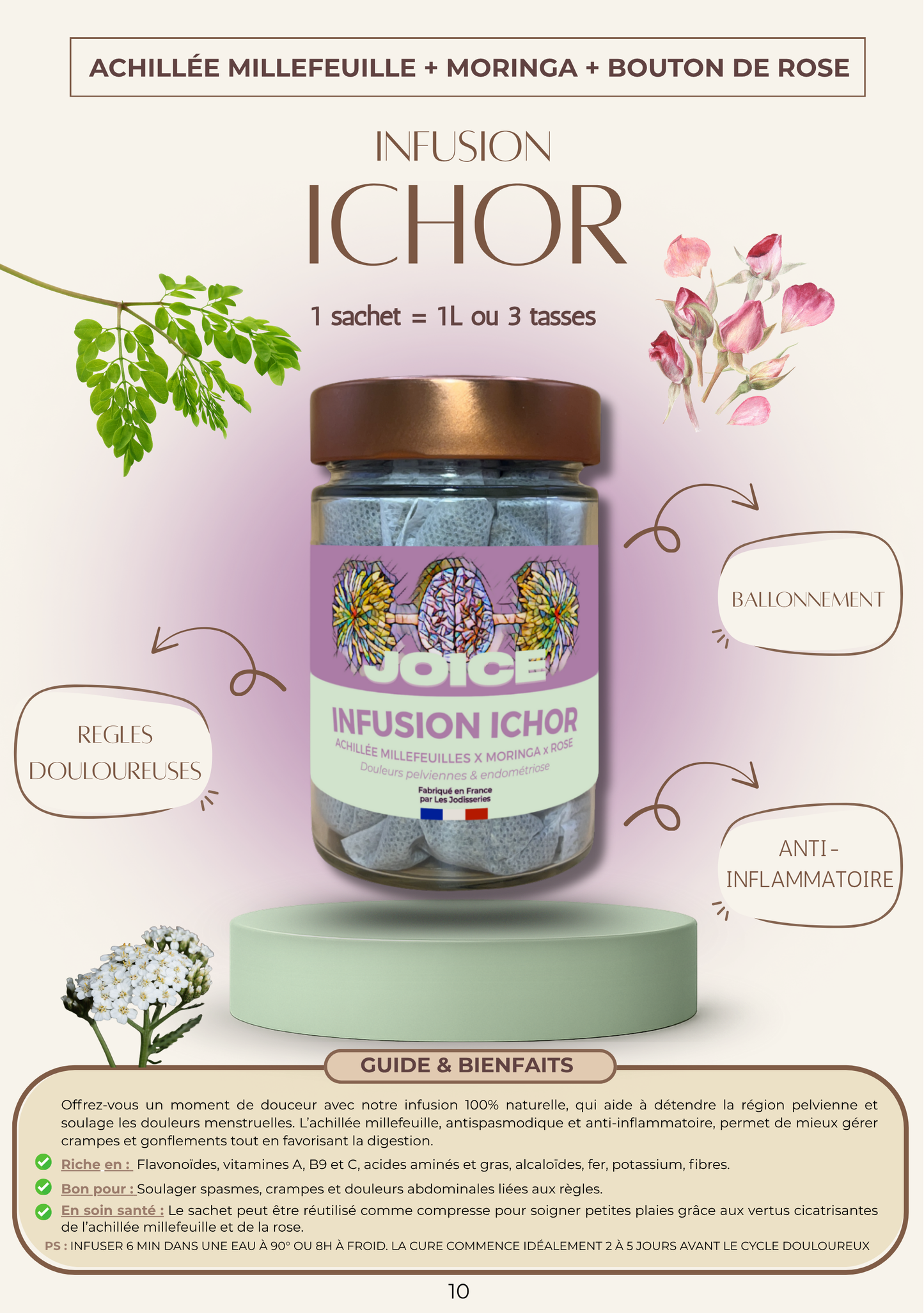 Tisane qui soulage l'endométriose et les règles douloureuses - JOICE - Infusion d'Ichor