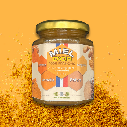 Miel d’Or Français - Curcurma - Cannelle - Gingembre - Poivre - Renforcement du système immunitaire -