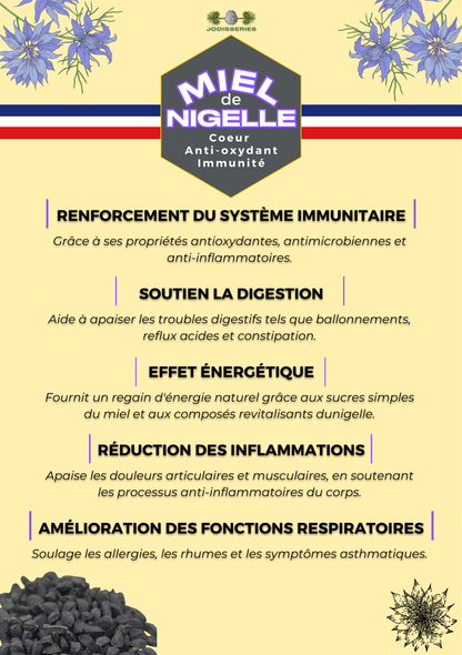 Miel Français au Nigelle 250 g - Immunité - Allergie