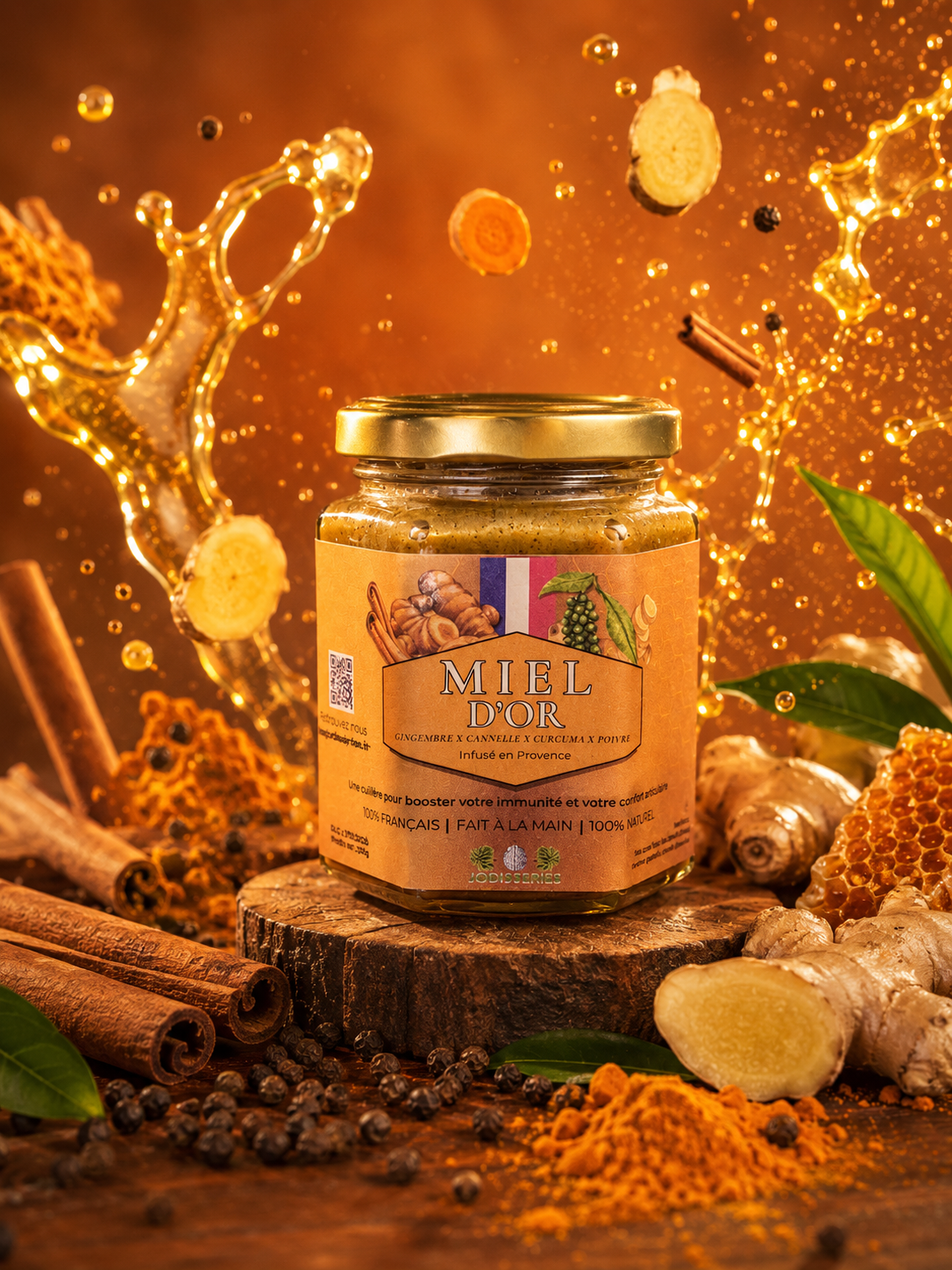 Miel d’Or Français - Curcurma - Cannelle - Gingembre - Poivre