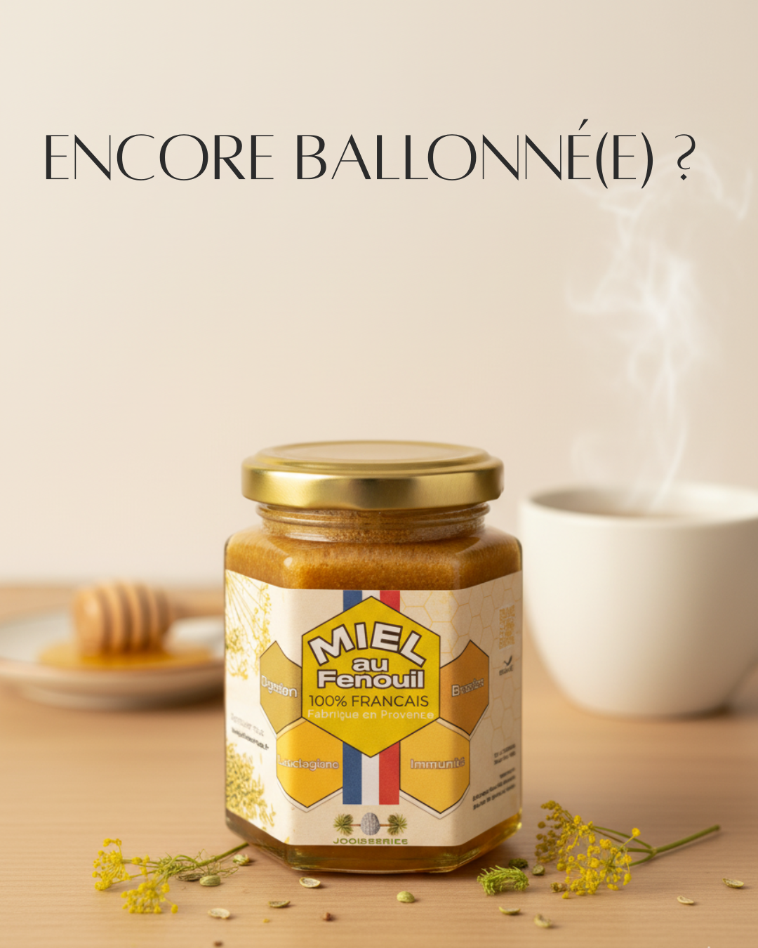 Miel Français de Fenouil - Soutien la digestion - Ballonnements